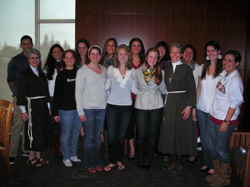 Poor Clare Sisters speak with university community on how Clare of Assisi can be a light to our world.