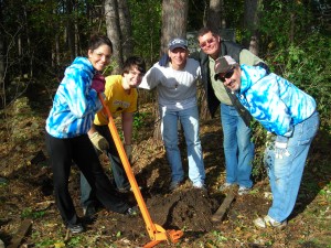 Secular Franciscan preparing the yard for winter